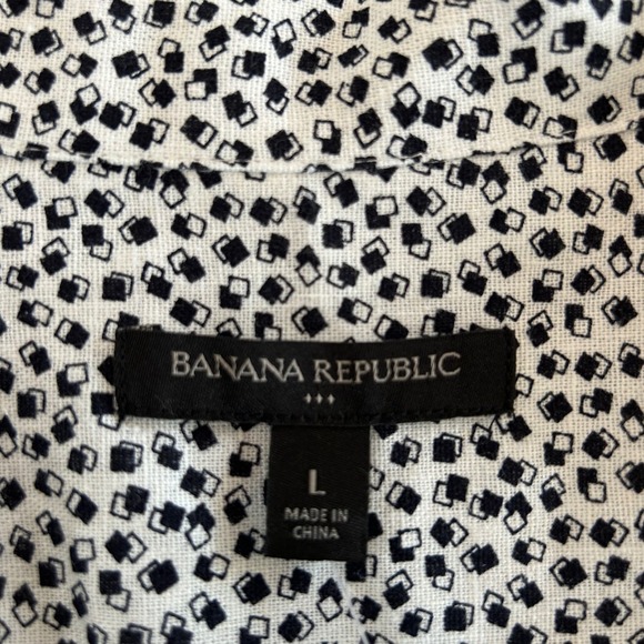 Banana Republic Womens Black White Geometric Linen Blend Shirt Dress Lg Y2K NWT - Picture 2 of 12